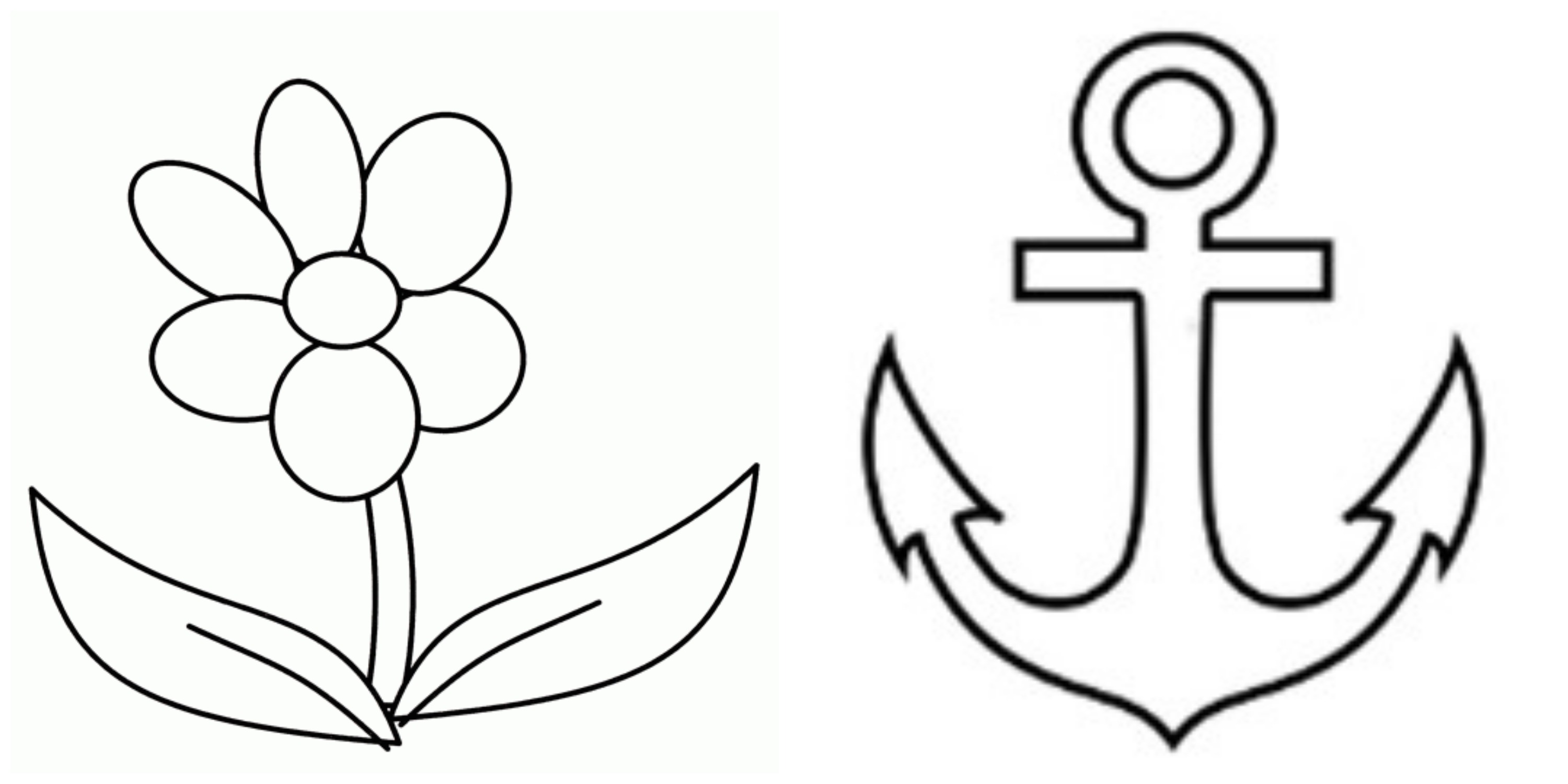 Flor del lado izquierdo Y ancla del lado derecho